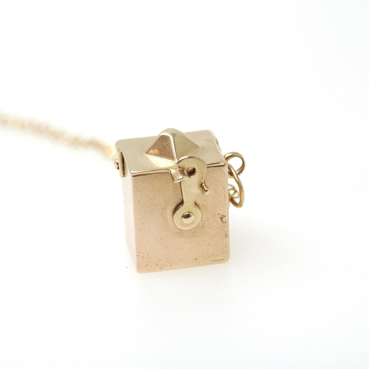 Jack-in-the-Box Charm - Mid Century 14k Yellow Gold Spring Pendant Toy Clown Charm Necklace - Circa 1950s Era Kinetic Fine Jewelry