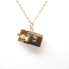 Jack-in-the-Box Charm - Mid Century 14k Yellow Gold Spring Pendant Toy Clown Charm Necklace - Circa 1950s Era Kinetic Fine Jewelry