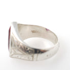 Created Ruby Ring - Vintage Art Deco Silver Marquise Cut 4.00 CT Statement Navetted Shield - Circa 1930s Size 11 1/2 July Birthstone Jewelry