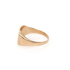 Letter "E" Ring - Retro 10k Yellow Gold Monogrammed Engraved Script Initial Signet - Circa 1940s Era Size 6 Personal Fine Pinky Midi Jewelry