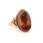 Antique Cameo Ring - Victorian 14k Rosy Yellow Gold Carved Brown Sardonyx Gem - Circa 1890s Era Size 6 1/4 Feminine Profile Fine Jewelry