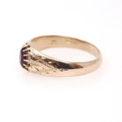 Edwardian Belcher Ring - Antique 8k Yellow Gold Red Garnet Gemstone - Circa 1900s Size 12 Solitaire Unisex Fine January Birthstone Jewelry