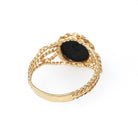 Wedgwood Daisy Ring - Modernist 14k Yellow Gold Round Black Porcelain Jasperware Flower Cameo - Circa 1970s Size 7 Fine Twisted Rope Jewelry