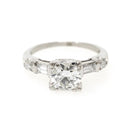 Vintage Engagement Ring - Mid Century Platinum Old European Cut & Baguettes 1.25 CTW Diamonds - Circa 1950s Size 4 1/2 Wedding Fine Jewelry