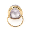 Vintage Scarab Ring - Mid Century 14k & 10k Yellow Gold Oval Carved Natural Amethyst Gem - Circa 1960s Size 9 Egyptian Revival Fine Jewelry