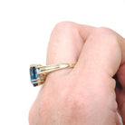 Blue Topaz Ring - Contemporary 10k Yellow Gold Three Gemstone Band - Circa 2000s Era Size 8 1/2 Fine London Blue December Birthstone Jewelry
