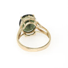 Moldavite Solitaire Ring - Contemporary 10k Yellow Gold Natural Green Volcanic Glass Gemstone - Circa 2000s Era Size 6 1/4 Fine Jewelry