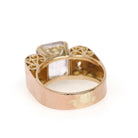Amethyst Cocktail Ring - Retro 14k Rosy Gold Natural Emerald Cut Light Purple Gem - Circa 1940s Size 8 3/4 Fine February Birthstone Jewelry