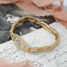 Art Deco Bracelet - Vintage 10k Yellow Gold Filigree Diamond Die Struck Filigree Statement - Circa 1930s Era Wedding Two Tone Fine Jewelry