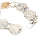 Love Token Bracelet - Antique Victorian Era Silver Personalized Coin Links - Circa 1880s Era 8 Inch Name & Initials Keepsake Fashion Jewelry