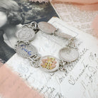 Love Token Bracelet - Antique Victorian Era Silver Personalized Coin Links - Circa 1880s Era 8 Inch Name & Initials Keepsake Fashion Jewelry