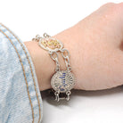 Love Token Bracelet - Antique Victorian Era Silver Personalized Coin Links - Circa 1880s Era 8 Inch Name & Initials Keepsake Fashion Jewelry
