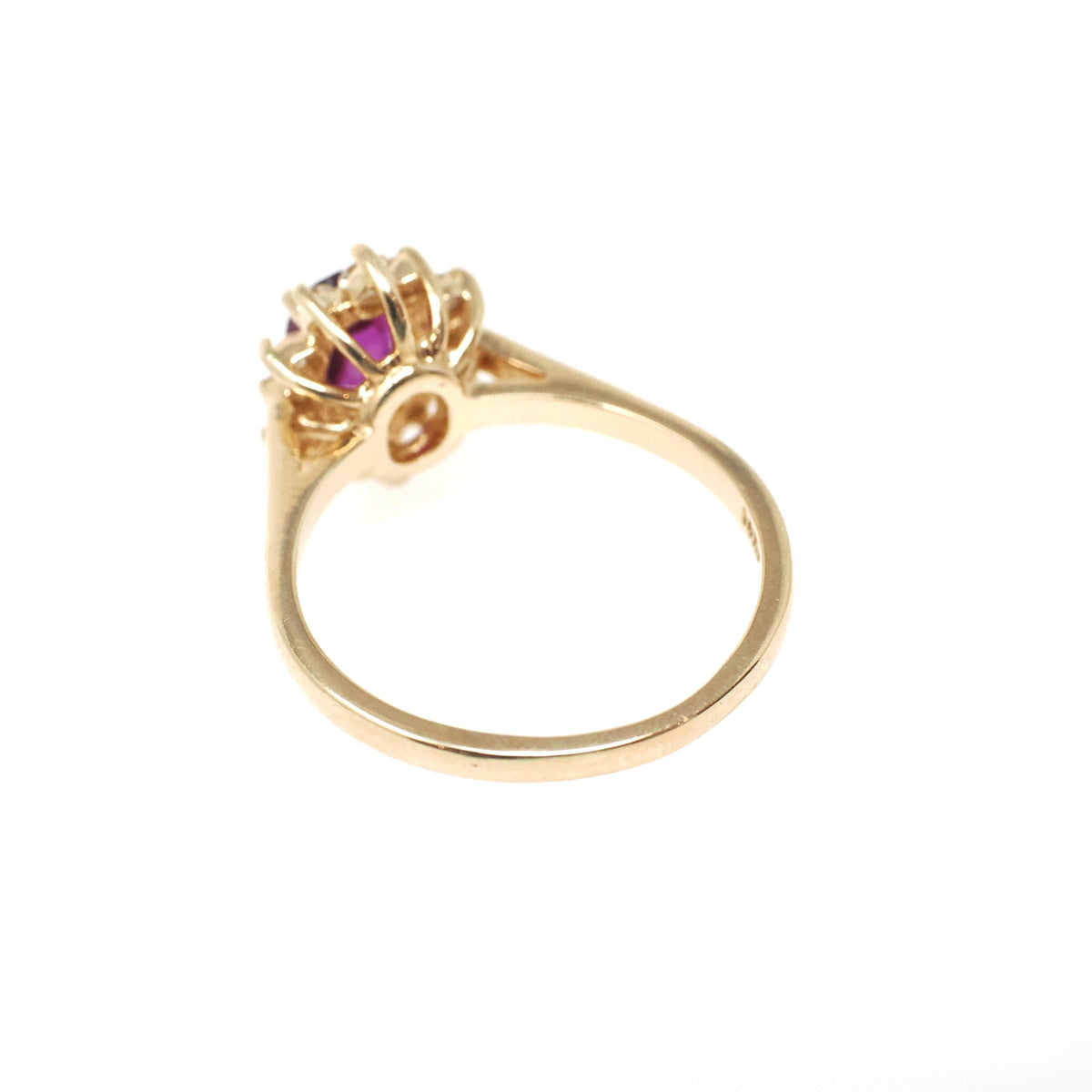 Ruby & Diamond Engagement Ring - Vintage 14k Yellow Gold Oval Natural Gemstone Halo - Circa 1980s Size 7 1/2 July Birthstone Fine Jewelry
