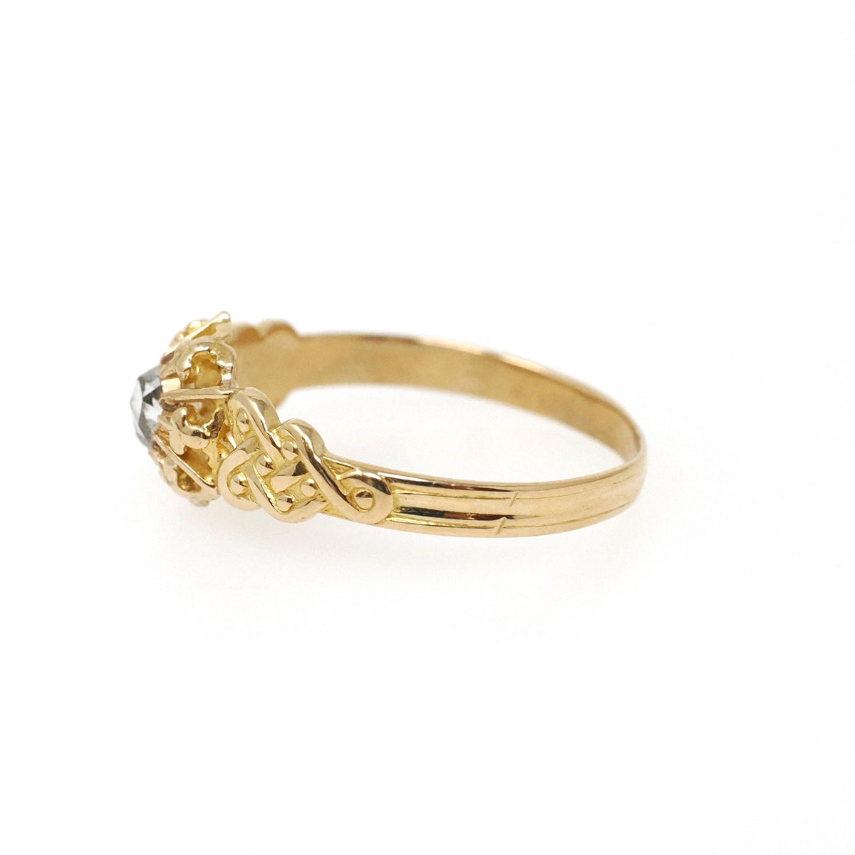 Antique Rose Cut Diamond Ring - Victorian Era 18k Yellow Gold Natural Pear Gem Engagement - Circa 1860s Size 8 1/2 Solitaire Fine Jewelry