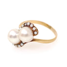 Vintage Pearl Ring - Mid Century Era 18k Yellow Gold Toi Et Moi Crescent Statement Bypass - Circa 1960 Size 8 June Birthstone Fine Jewelry