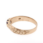 Antique Blue Stone Ring - Victorian 9k Rosy Yellow Gold Garnet Glass Doublet Belcher Solitaire - Circa 1900s Era Size 9 Fine Bridal Jewelry