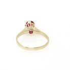 Ostby & Barton Ring - Art Deco 14k Yellow Gold Created Red Ruby Gem Solitaire - Circa 1930s Era Size 7 Wheat Engraved Fine Statement Jewelry