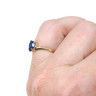 Vintage Created Spinel Ring - Mid Century 10k Yellow Gold Heart Cobalt Blue Gem Bypass - Circa 1960s Size 5 1/4 September Birthstone Jewelry