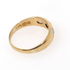 Antique Opal & Diamond Ring - Victorian 18k Yellow Gold Three Stone Natural Gemstone Band - Dated 1892 Size 7 1/2 Star Incised Fine Jewelry