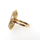 Vintage Cameo Ring - Modernist 18k Yellow Gold Carved Shell Twisted Rope Solitaire - Circa 1970s Size 6.5 Neoclassical Portrait Fine Jewelry