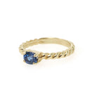 Sapphire Stacking Ring - Contemporary 14k Yellow Gold Natural Blue East West Gem Solitaire - Circa 2000s Size 6 Fine Bubble Band Jewelry