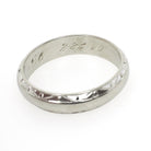 Dated 1960 Band - Mid Century 14k White Gold Milgrain Diamond Cut Eternity Wedding Ring - Vintage Size 9 3/4 Engraved Fine Bridal Jewelry