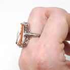 Vintage Cameo Habillé Ring - Art Deco 14k White Gold Carved Shell & Natural Diamond - Circa 1930s Size 6 1/4 Portrait Fine Filigree Jewelry