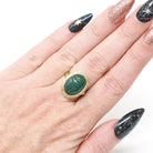 Vintage Scarab Ring - Art Deco 14k Yellow Gold Carved Natural Malachite Gem Solitaire - Circa 1930s Size 4 3/4 Egyptian Revival Fine Jewelry