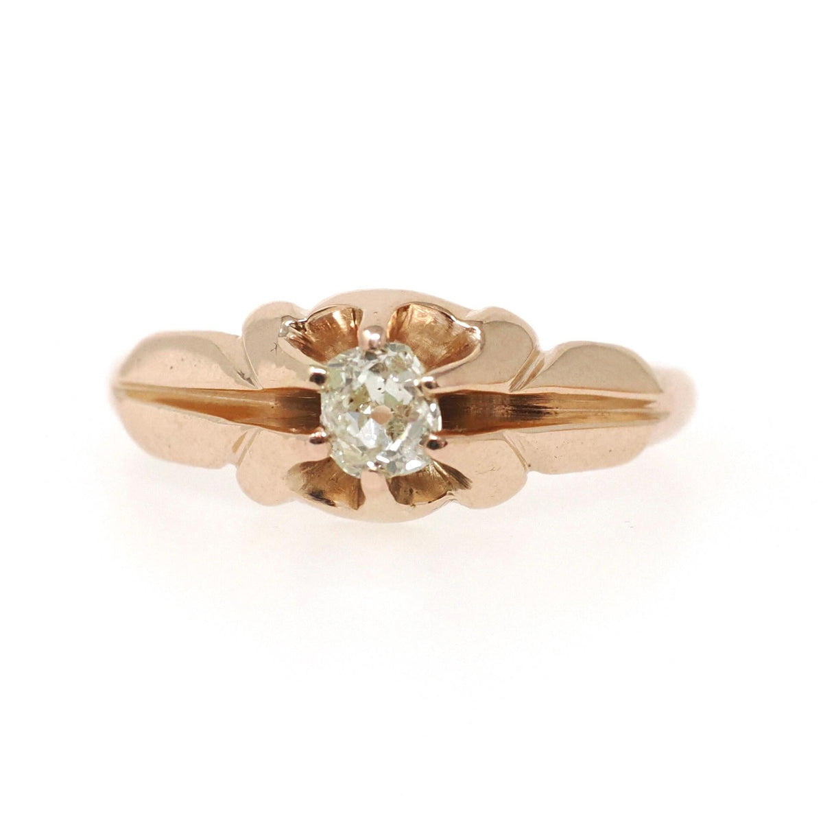 Victorian Diamond Ring - Antique 10k Rosy Gold .29 CT Natural Old Mine Cut Solitaire - Circa 1890s Era Size 7 Fine April Engagement Jewelry