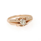 Victorian Diamond Ring - Antique 10k Rosy Gold .29 CT Natural Old Mine Cut Solitaire - Circa 1890s Era Size 7 Fine April Engagement Jewelry