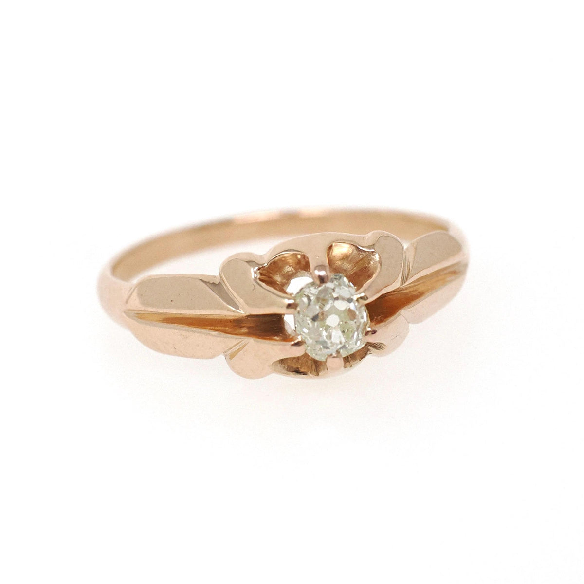 Victorian Diamond Ring - Antique 10k Rosy Gold .29 CT Natural Old Mine Cut Solitaire - Circa 1890s Era Size 7 Fine April Engagement Jewelry