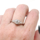 Antique Diamond Ring - Art Deco 18k White Gold Natural .43 CT Filigree Solitaire Engagement - Circa 1920s Era Size 8 Fine Bridal Jewelry