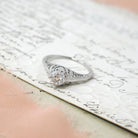 Antique Diamond Ring - Art Deco 18k White Gold Natural .43 CT Filigree Solitaire Engagement - Circa 1920s Era Size 8 Fine Bridal Jewelry
