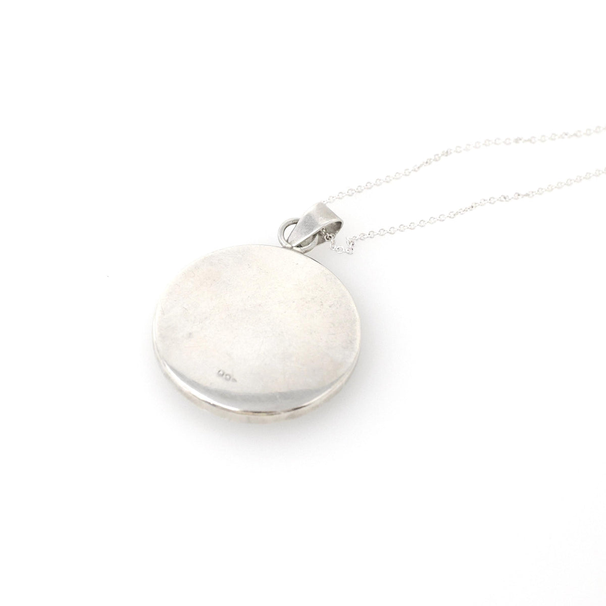 Inlayed Gemstone Pendant - Contemporary Sterling Silver Black Enamel Natural Malachite Mother of Pearl Pendant - Circa 2000s Fashion Jewelry