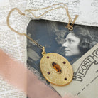 Art Nouveau Locket - Antique Gold Filled Simulated Citrine Glass Pendant Necklace - Edwardian Circa 1910s Era Oval Statement W&H Co Jewelry