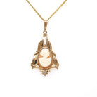 Vintage Cameo Pendant - Retro 10k Gold Filled Carved Shell Pendant Necklace - Circa 1940s Era Woman's Silhouette Statement Keepsake Jewelry