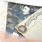 Antique Butterfly Fob Necklace - Edwardian 14k Yellow Gold Double Sided Moth Iridescent Blue Morpho Wing - Circa 1910s Fine Pendant Jewelry