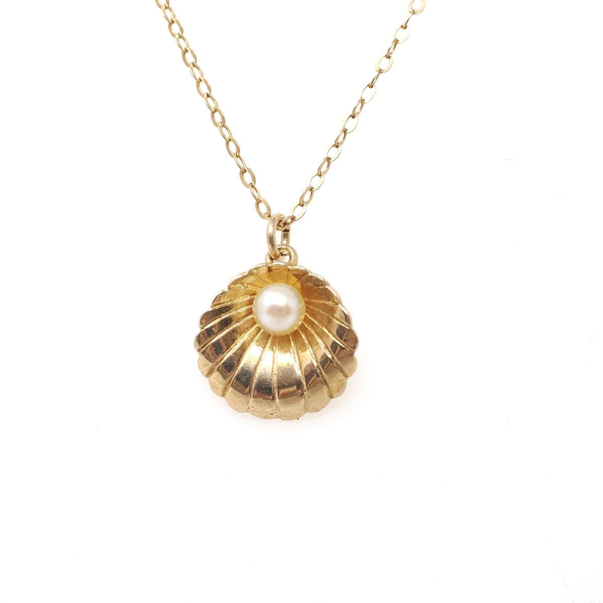 Seashell Jewelry Set - Contemporary 9k Yellow Gold Matching Cultured Pearl Necklace & Earrings - Vintage Estate Accessory Fine Jewelry