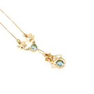 Vintage Zircon Lavalier - Retro 14k Yellow Gold Blue Round Faceted 1.95 CTW Gemstone Necklace - Circa 1940s Era Fine Statement Jewelry