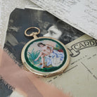 Antique "Leda & Swan" Locket - Edwardian 14k Yellow Gold Keepsake Pendant Charm Pocket Watch Case - Vintage Circa 1900 Greek Myths Jewelry