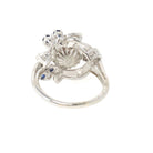 Vintage Pearl Ring - Mid Century 14k White Gold Cultured Organic Gem Blue Sapphire & Diamond Accents - Circa 1960s Size 7 1/4 Fine Jewelry