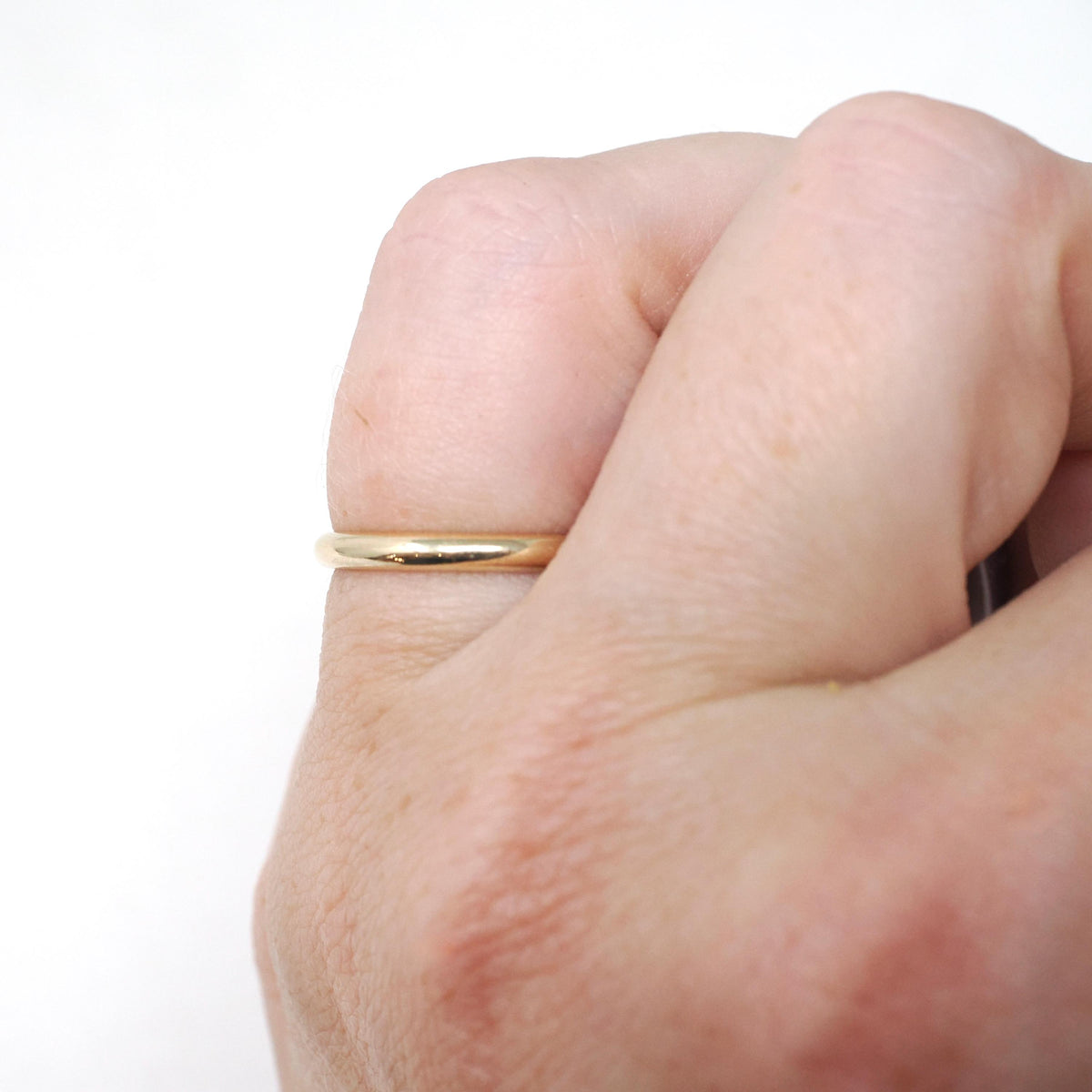 Contemporary Wedding Band - Estate 14k Yellow Gold 2.0 MM Domed Ring - Vintage Circa 1990s Era Size 5 Stacking Fine Bridal Jewelry