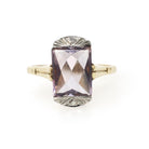 Vintage Amethyst Ring - Retro 10k Yellow And White Gold Fancy Cut Natural Gem - Circa 1940s Size 6 1/2 February Birthstone Fine B&F Jewelry