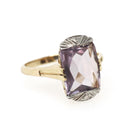 Vintage Amethyst Ring - Retro 10k Yellow And White Gold Fancy Cut Natural Gem - Circa 1940s Size 6 1/2 February Birthstone Fine B&F Jewelry