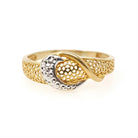 Textured Stacking Ring - Contemporary 18k Yellow Gold Two Tone Pierced Filigree Band - Circa 2000s Era Size 8 Crescent Fine Fashion Jewelry