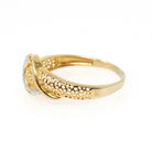 Textured Stacking Ring - Contemporary 18k Yellow Gold Two Tone Pierced Filigree Band - Circa 2000s Era Size 8 Crescent Fine Fashion Jewelry