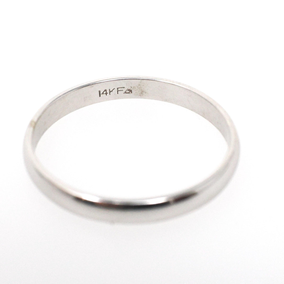 Vintage Wedding Band - Estate 14k White Gold 2.8 MM Half Round Ring - Contemporary Circa 1990s Era Size 9 3/4 Stacking Fine Bridal Jewelry