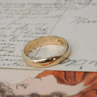 Edwardian Wedding Band - Antique 14k Yellow Gold 4.6MM Half Round Ring - Dated 10-15-1912 Size 9 Inscribed Bridal Fine Stacking Jewelry