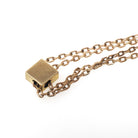 Antique Lorgnette Chain - Edwardian Gold Filled Square Opal Glass Necklace - Vintage Circa 1900s Era Curb Links Dog Clip Charm Slide Jewelry