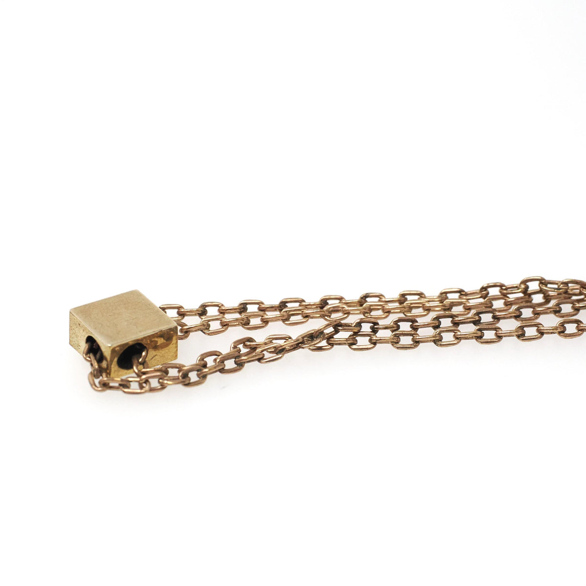 Antique Lorgnette Chain - Edwardian Gold Filled Square Opal Glass Necklace - Vintage Circa 1900s Era Curb Links Dog Clip Charm Slide Jewelry